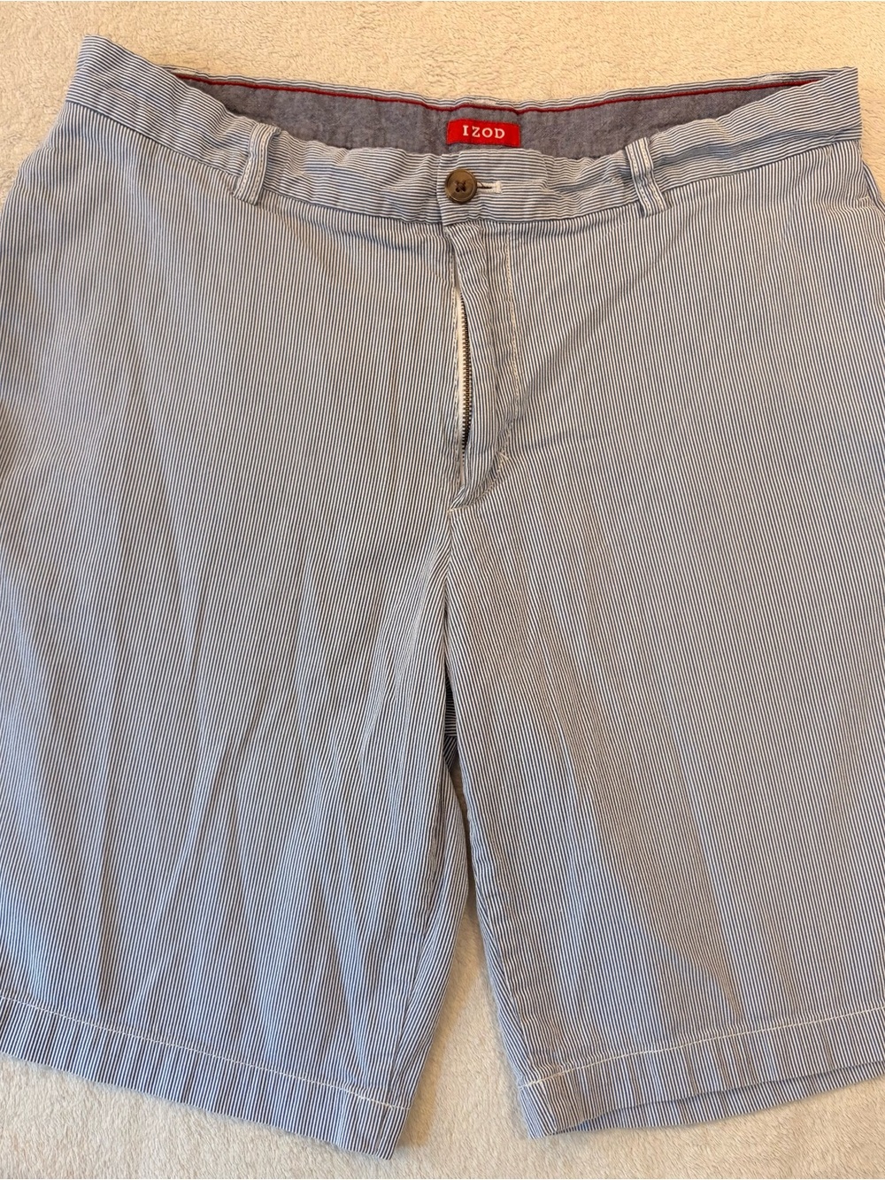 Izod Light Blue & White Pinstripe Seersucker Men’s Shorts Sz 34